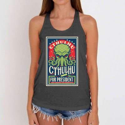 Cthulhu For President 2024 Vintage Vote So Death May Die Women's Knotted Racerback Tank