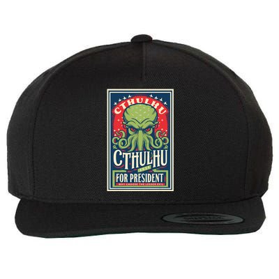 Cthulhu For President 2024 Vintage Vote So Death May Die Wool Snapback Cap