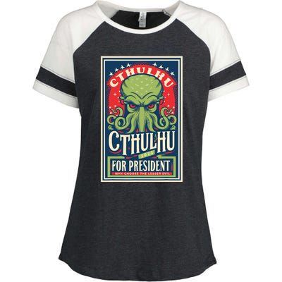 Cthulhu For President 2024 Vintage Vote So Death May Die Enza Ladies Jersey Colorblock Tee