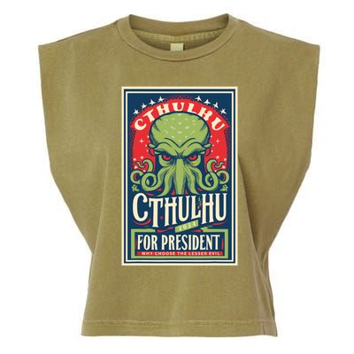 Cthulhu For President 2024 Vintage Vote So Death May Die Garment-Dyed Women's Muscle Tee