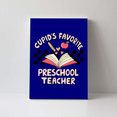 Cupid's Favorite Preschool Teacher Valentines Day Groovy Gift Canvas