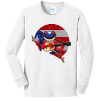 Coqui Frog Playing Guitar Puerto Rico Animal Kids Long Sleeve Shirt