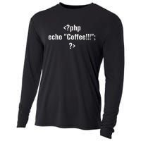 Coding For Php Echo Coffee Coder At Work Cooling Performance Long Sleeve Crew