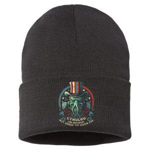 Cthulhu For President Election 2024 Cosmic Horror Cthulhu Sustainable Knit Beanie