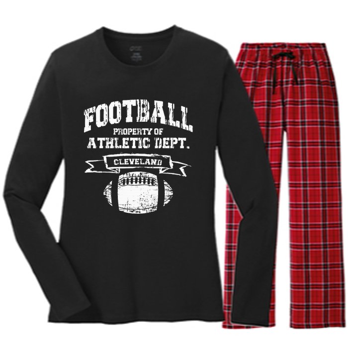 Cleveland Football Property Of Athletic Dept Women's Long Sleeve Flannel Pajama Set 