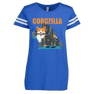 Corgzilla Funny Pembroke Welsh Corgi Pet Dog Lover Enza Ladies Jersey Football T-Shirt