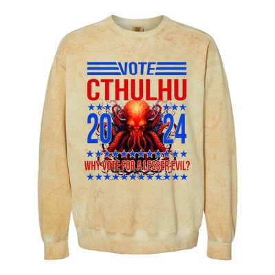 Cthulhu For President 2024 Why Vote For A Lesser Evil Colorblast Crewneck Sweatshirt