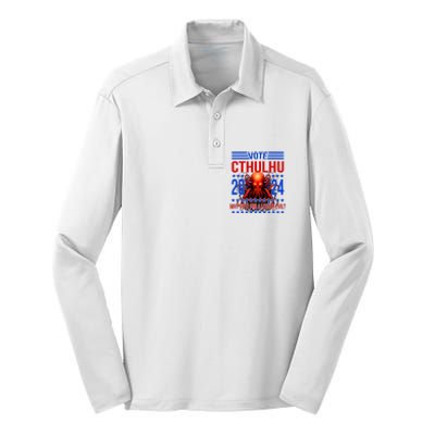 Cthulhu For President 2024 Why Vote For A Lesser Evil Silk Touch Performance Long Sleeve Polo