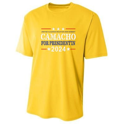 Camacho For PresidentIn 2024 Presidential Election Humor Youth Performance Sprint T-Shirt