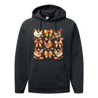 Chicken Fall Pumpkin Coquette Bow Performance Fleece Hoodie