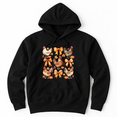 Chicken Fall Pumpkin Coquette Bow Hoodie