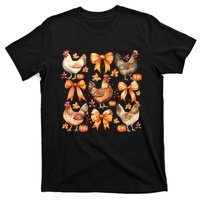 Chicken Fall Pumpkin Coquette Bow T-Shirt