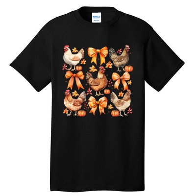 Chicken Fall Pumpkin Coquette Bow Tall T-Shirt