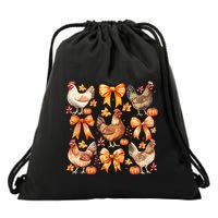 Chicken Fall Pumpkin Coquette Bow Drawstring Bag