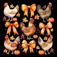 Chicken Fall Pumpkin Coquette Bow Drawstring Bag