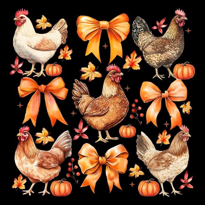 Chicken Fall Pumpkin Coquette Bow Drawstring Bag