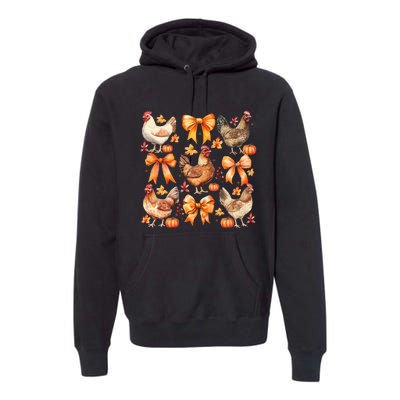 Chicken Fall Pumpkin Coquette Bow Premium Hoodie