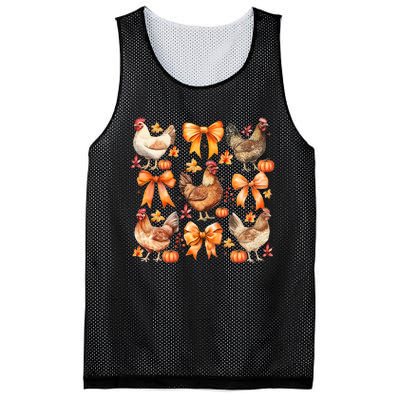 Chicken Fall Pumpkin Coquette Bow Mesh Reversible Basketball Jersey Tank