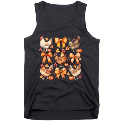 Chicken Fall Pumpkin Coquette Bow Tank Top