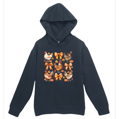 Chicken Fall Pumpkin Coquette Bow Urban Pullover Hoodie