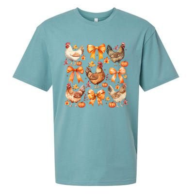 Chicken Fall Pumpkin Coquette Bow Sueded Cloud Jersey T-Shirt