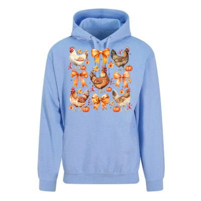 Chicken Fall Pumpkin Coquette Bow Unisex Surf Hoodie