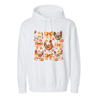 Chicken Fall Pumpkin Coquette Bow Garment-Dyed Fleece Hoodie