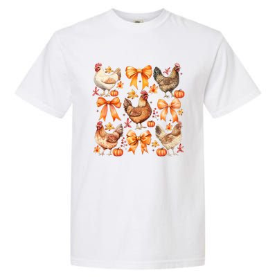 Chicken Fall Pumpkin Coquette Bow Garment-Dyed Heavyweight T-Shirt