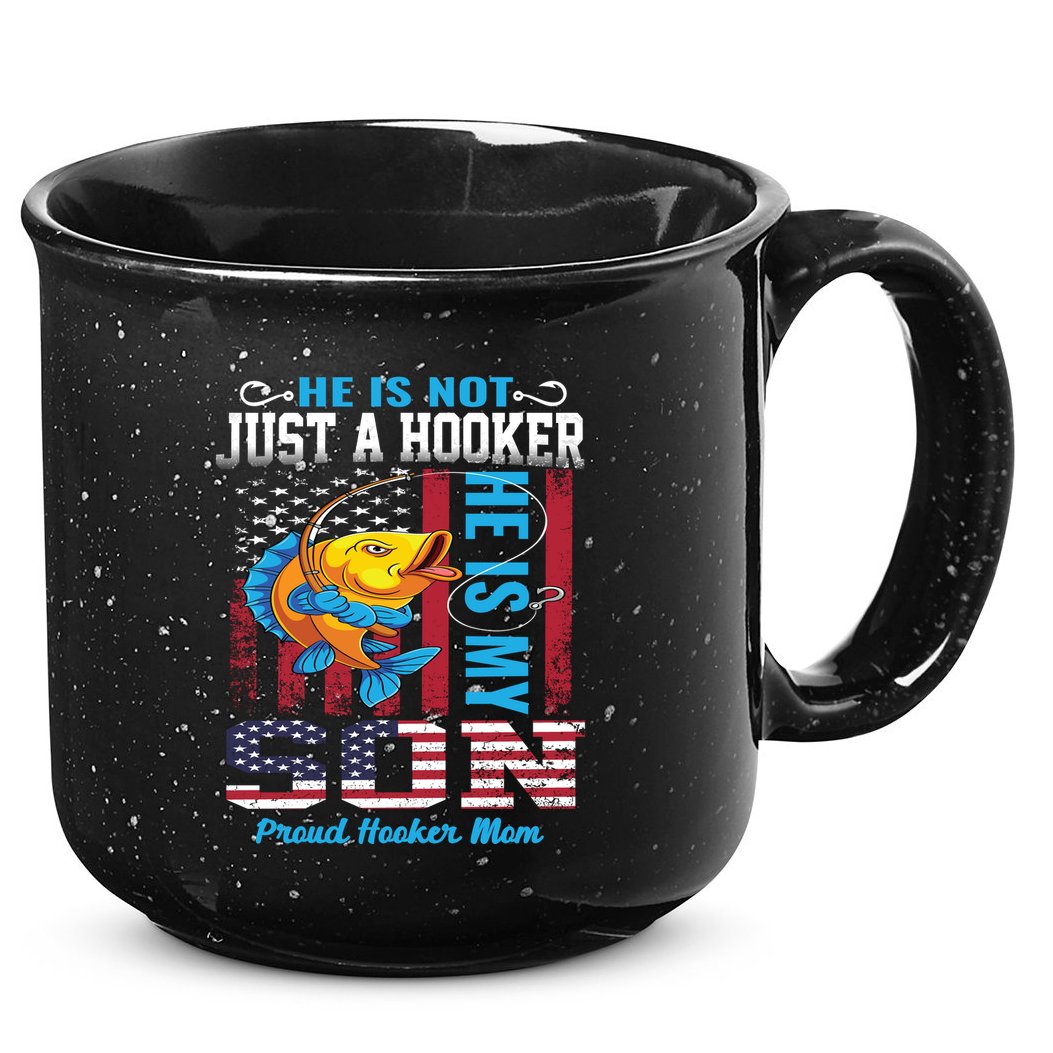 Cool Fishing Proud Hooker Mom 15oz Campfire Ceramic Mug
