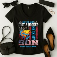 Cool Fishing Proud Hooker Mom Women's V-Neck T-Shirt
