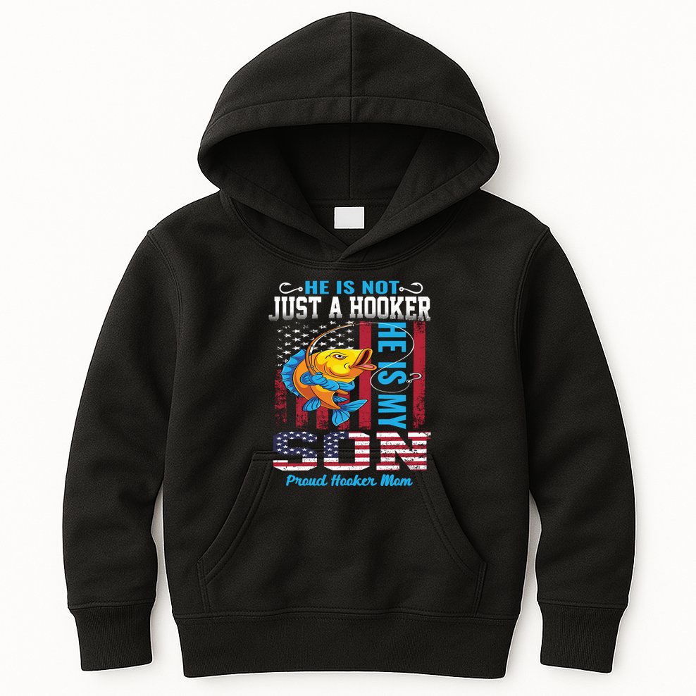 Cool Fishing Proud Hooker Mom Kids Hoodie