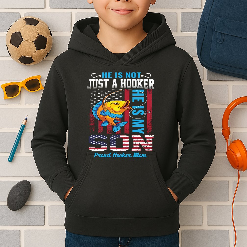 Cool Fishing Proud Hooker Mom Kids Hoodie