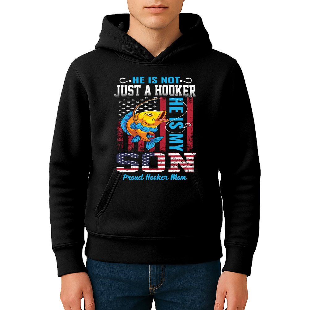 Cool Fishing Proud Hooker Mom Kids Hoodie