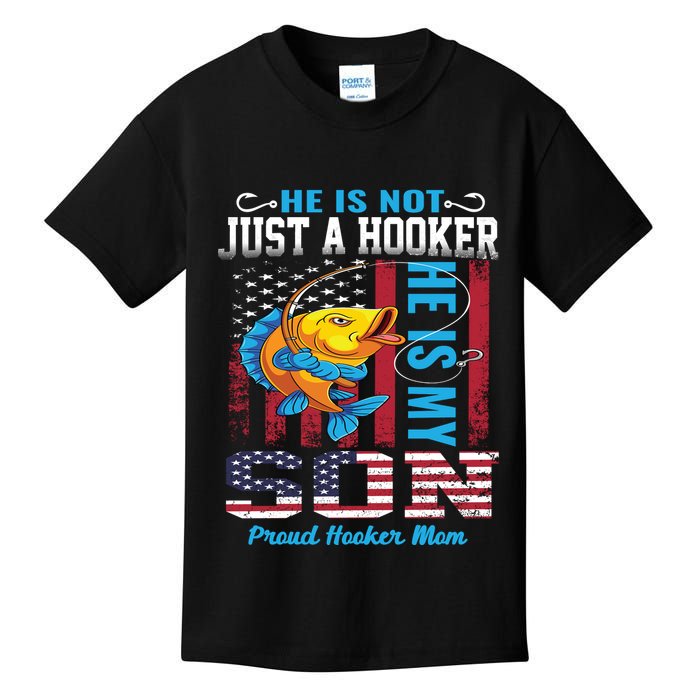 Cool Fishing Proud Hooker Mom Kids T-Shirt