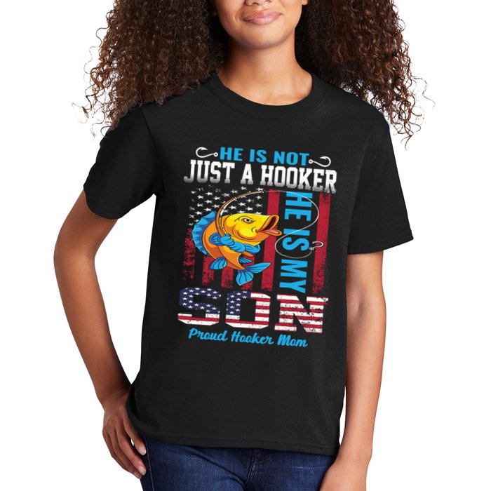 Cool Fishing Proud Hooker Mom Kids T-Shirt
