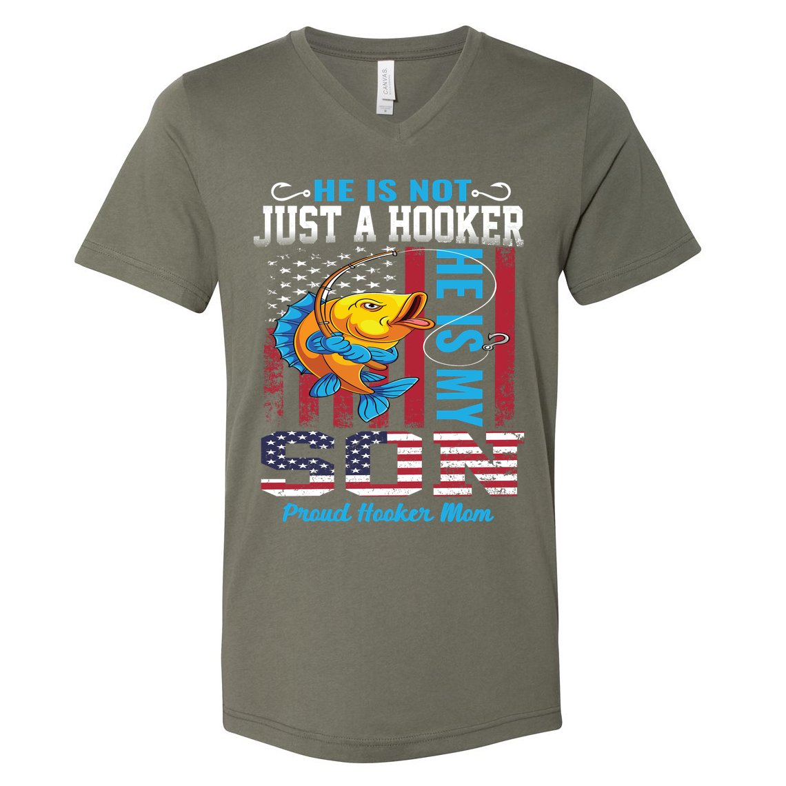Cool Fishing Proud Hooker Mom V-Neck T-Shirt