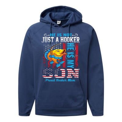 Cool Fishing Proud Hooker Mom Performance Fleece Hoodie