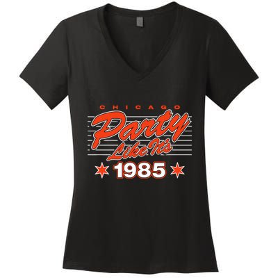 Chicago Football Party Like It’S 1985 Women's V-Neck T-Shirt