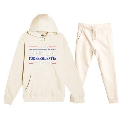 Camacho For PresidentIn 2024 Presidential Election Humor Premium Hooded Sweatsuit Set