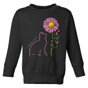 Cat Flower Paw For Cure Breast Cancer Awareness Support Gift Toddler Sweatshirt