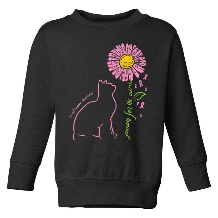 Cat Flower Paw For Cure Breast Cancer Awareness Support Gift Toddler Sweatshirt