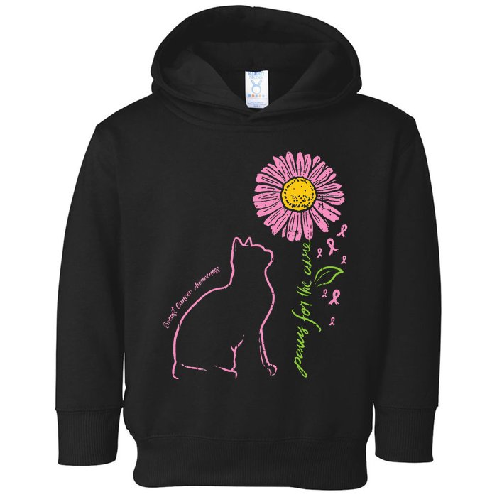 Cat Flower Paw For Cure Breast Cancer Awareness Support Gift Toddler Hoodie