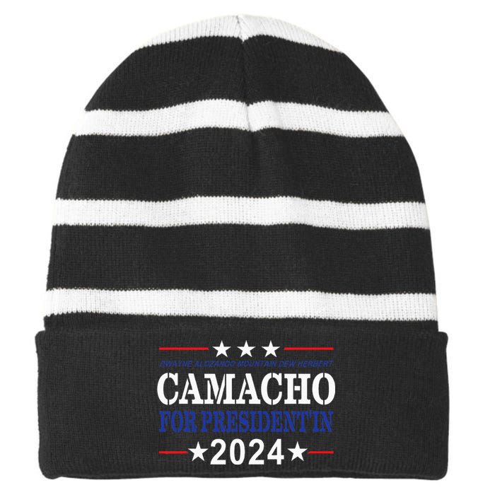 CAMACHO FOR PRESIDENT'IN 2024 Presidential Election Humor Striped Beanie with Solid Band