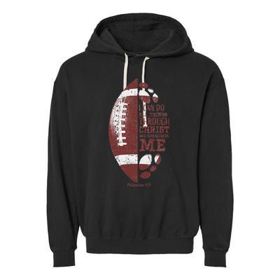 Christian Football Philippians 413 S Gifts Garment-Dyed Fleece Hoodie