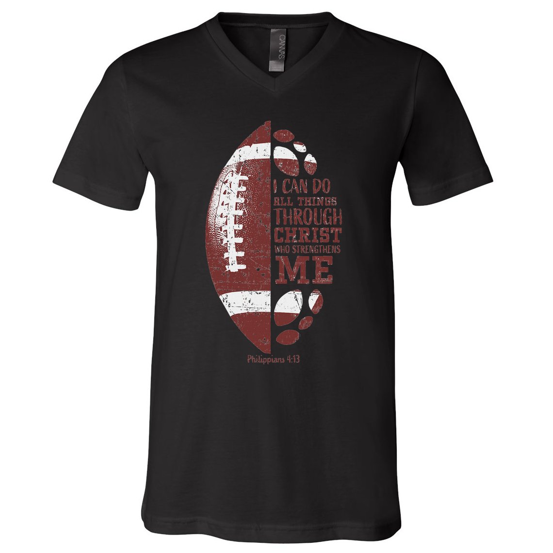 Christian Football Philippians 413 S Gifts V-Neck T-Shirt