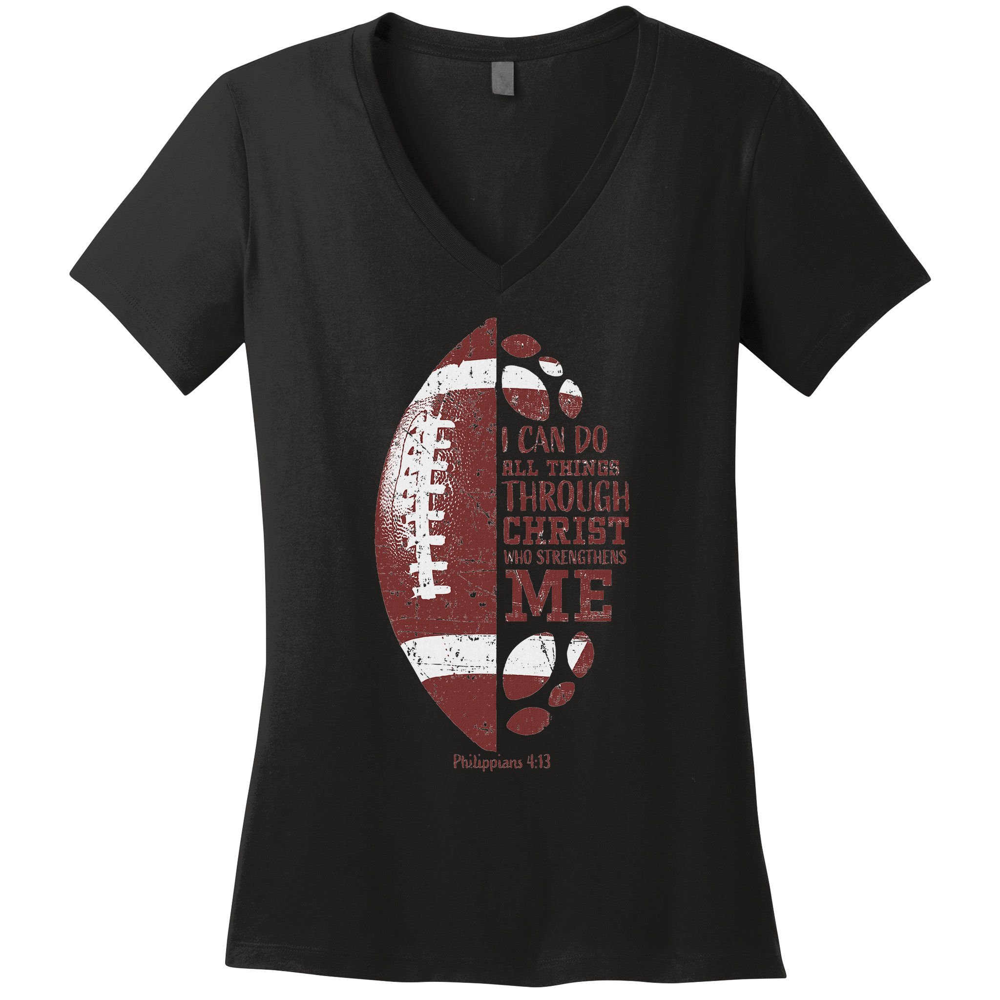 Christian Football Philippians 413 S Gifts Women's V-Neck T-Shirt