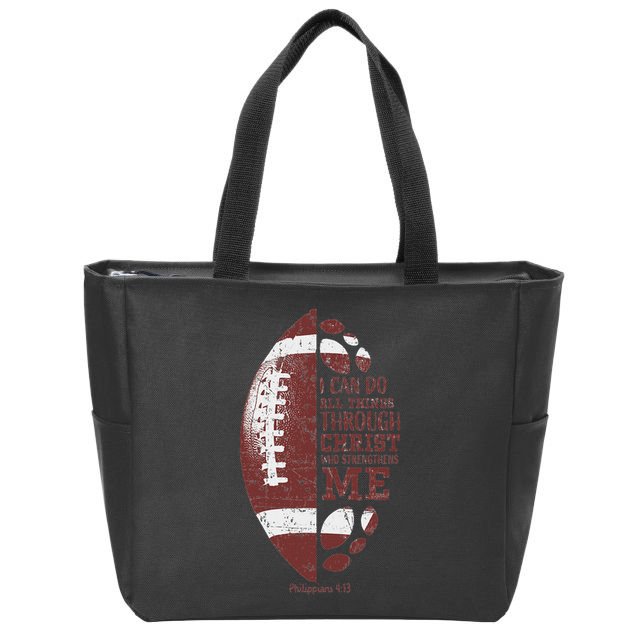 Christian Football Philippians 413 S Gifts Zip Tote Bag