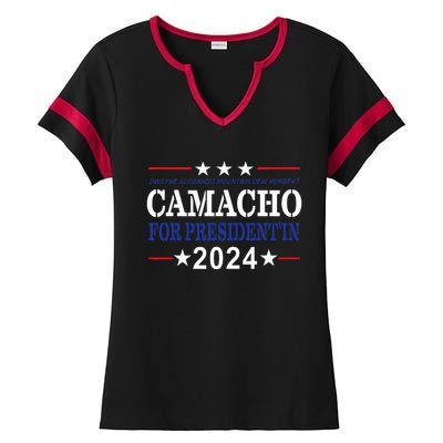 CAMACHO FOR PRESIDENT'IN 2024 Presidential Election Humor Ladies Halftime Notch Neck Tee