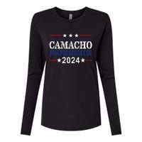 CAMACHO FOR PRESIDENT'IN 2024 Presidential Election Humor Womens Cotton Relaxed Long Sleeve T-Shirt