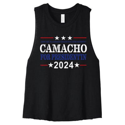 CAMACHO FOR PRESIDENT'IN 2024 Presidential Election Humor Women's Racerback Cropped Tank